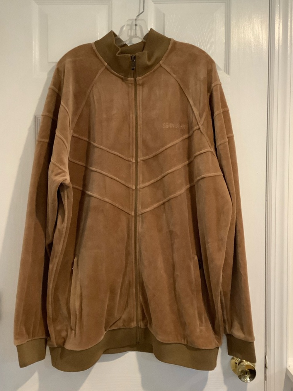 VINTAGE SEAN JOHN Vintage Y2K Brown Neutral Velour Throwback Zip Fall Jacket XXL